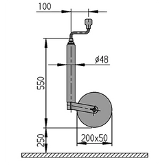 AL-KO Plus Jockey Wheel (48mm Shaft, 200 x 50mm Wheel, 150kg Max.) - 1222436
