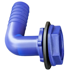 DLS 20mm Angled Connector (3/4″ B.S.P) Blue c/w Nut and Washer