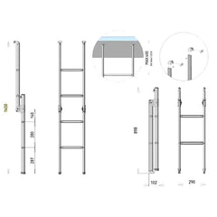 Folding Aluminium Folding Bunk Ladder 1446mm Extended - Motorhome