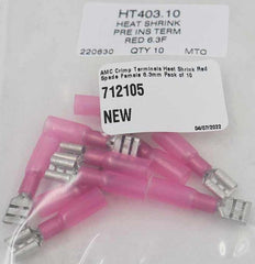 AMC Red Heat Shrink Female Spade Terminal (6.3mm x 0.8mm / 10 Pack) - HT403.10