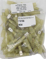 AMC Yellow Heat Shrink Male Spade Terminal (6.3mm x 0.8mm / 100 Pack) - HT503.100
