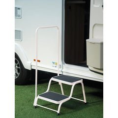 Quest White Double Step With Handrail - Motorhome / Caravan