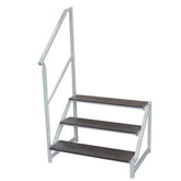 Free-Standing 3 Tread Step Galvanised In White