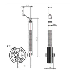 Kartt Ultimate Caravan Jockey Wheel with Turn-Lok (48mm Ribbed Shaft) - KJW4809W