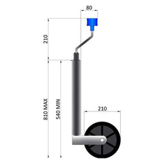 Maypole MP9757 Medium Duty Jockey Wheel (48mm Shaft, 200kg Max.) - MP9757