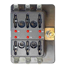6 Fuse Fusebox with RED Light - Motorhome