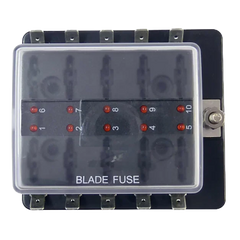 10 Fuse Fusebox with RED Light - Motorhome