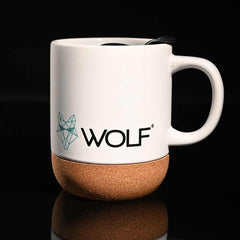 Wolf Outdoors Ceramic Mug with Lid and Cork Base White - WFOD011