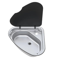Thetford Series 33 Right-Hand Triangular Stainless Steel Sink with Black Glass Lid - SBL3351-SP