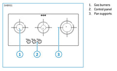 Thetford Topline 931 Series 3 Burner LPG Hob Black - HB93199-SP