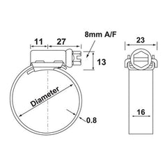 JCS Hi-Torque Stainless Steel 304 Hose Clamp (170mm - 200mm)