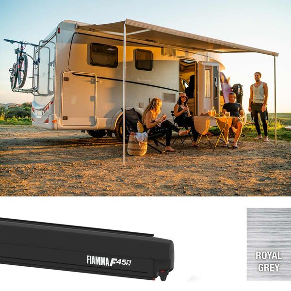 Fiamma F45s 260 Awning Deep Black - Royal Grey (Without Brackets)