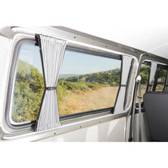 VW T5/T6 Motorhome Black SWB Tailgate Curtains with Black Rails