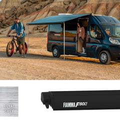 Fiamma Awning Deep Black F80S 370 Royal Grey Fabric - 07831D01R