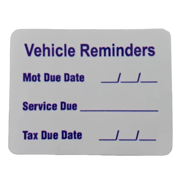 W4 Vehicle Tax / MOT / Service Reminder Sticker