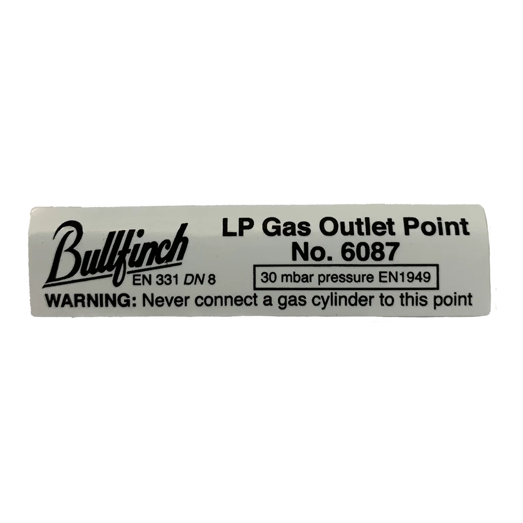 Bullfinch Sticker for BBQ Gas Point – Caravan and Motorhome Gas Label