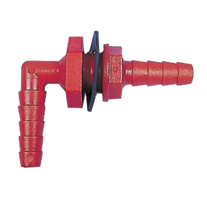 CKW Water Fitting bulkhead fitted barbed both ends - Red