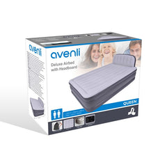Queen Size Deluxe Airbed with Headboard and Built in Pump