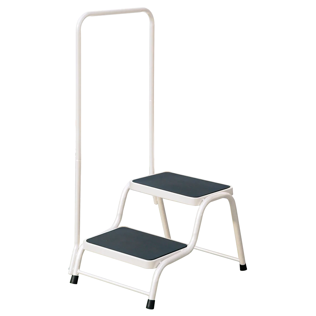 Quest White Double Step With Handrail - Motorhome / Caravan