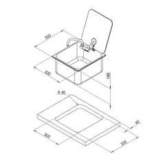 CAN Sink with Glass Lid and Tap 350 x 320mm - Motorhome