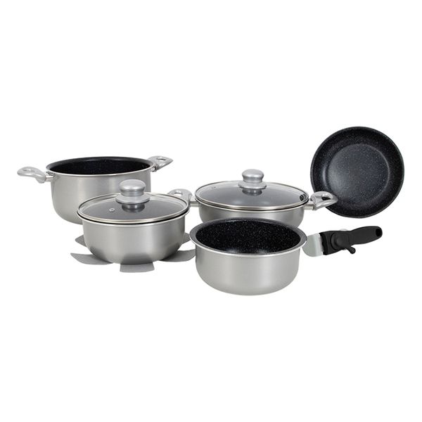 Gimex Cookware Induction Silver 8 Pieces  - Motorhome / Caravan