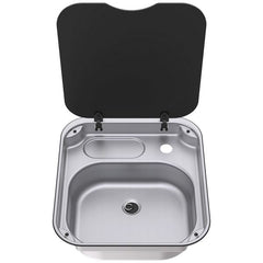 Thetford Series 34 Rectangular Stainless Steel Sink with Black Glass Lid - N450