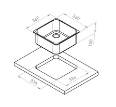 Navy Load Stainless Steel Square Sink 360x360