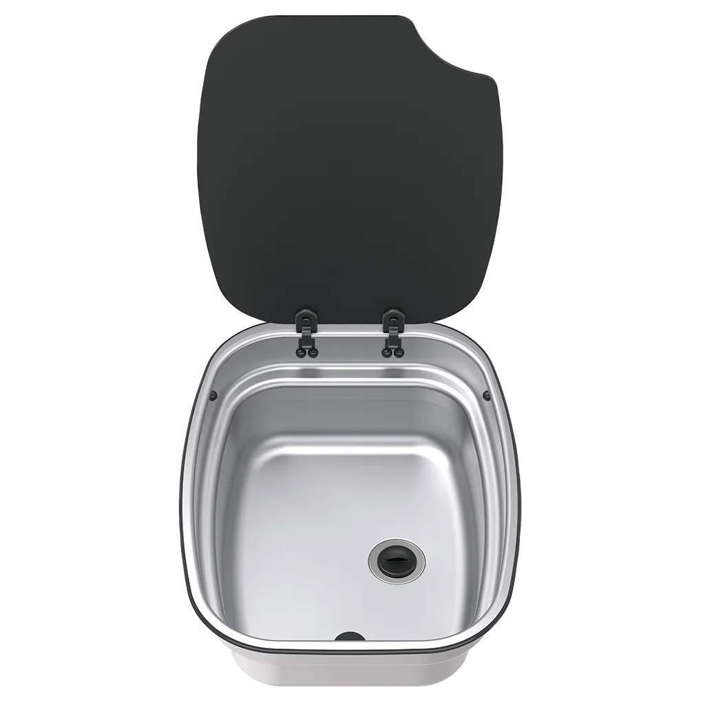 Thetford Stainless Steel Sink with Glass Lid