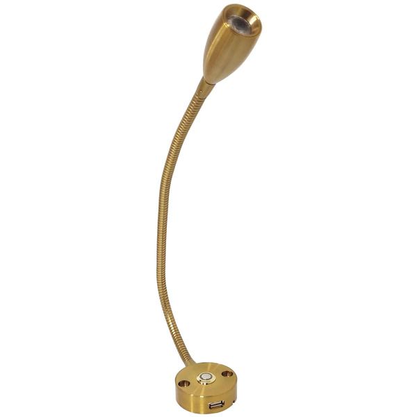 Long Neck Brass LED Reading Light (Cool White / Touch Dimmable / USB) -